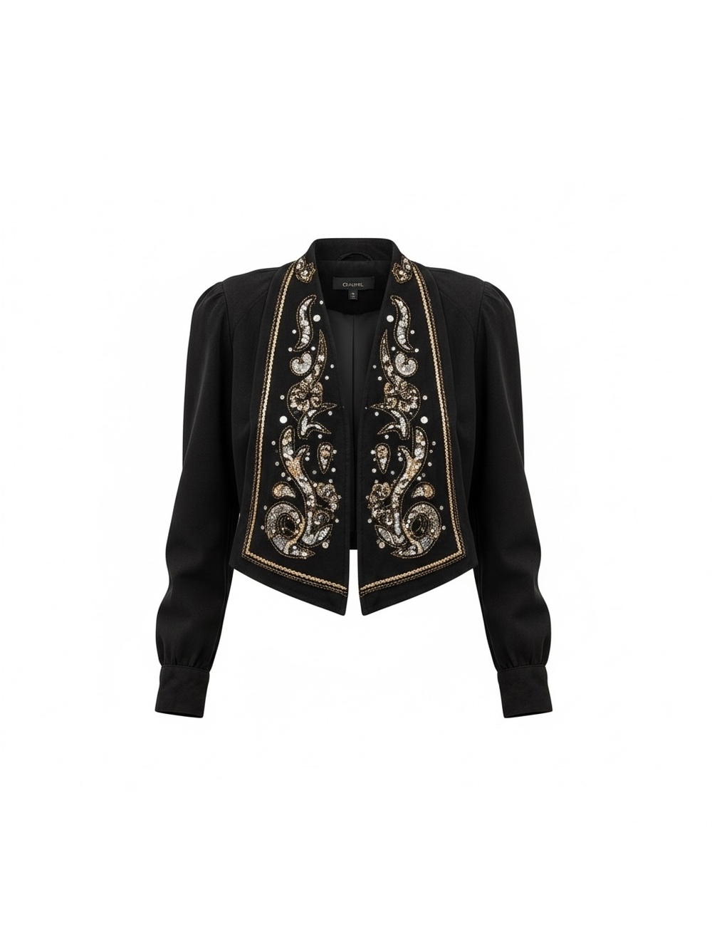 IIF Black & Gold Embellished Cropped Jacket